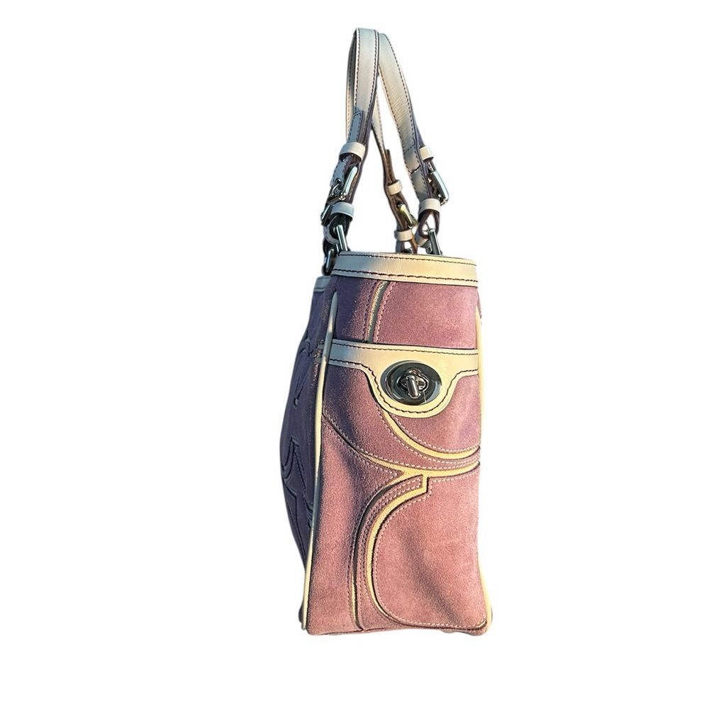 Coach Vintage Optic Signature Purple Suede Tote Bag - Picture 2 of 16